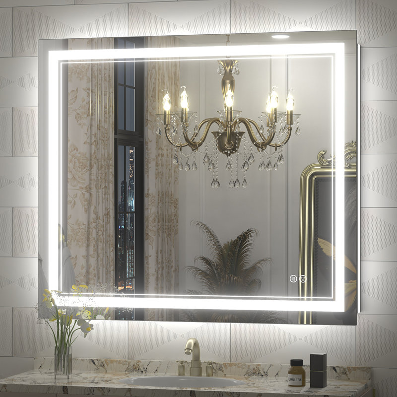  Wayfair Basics® UL Certified Front & Back LED Anti-Fog Tempered Glass Bathroom/Vanity Mirror , 40" x 36"