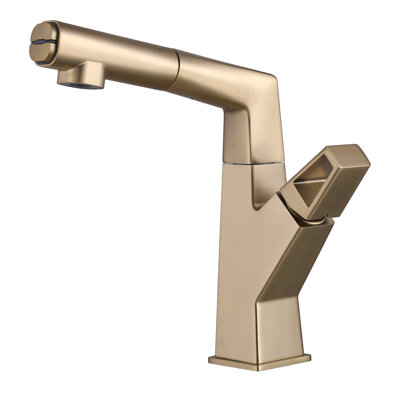 Modern Pull-Out Bathroom Faucet – 360° Swivel, High-Arc Single Handle Sink Faucet with Sprayer & Water-Saving Aerator