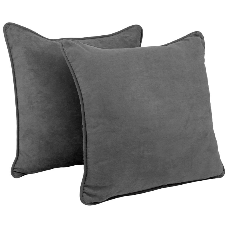 Jacquard Microsuede Reversible Throw Pillow, Gray