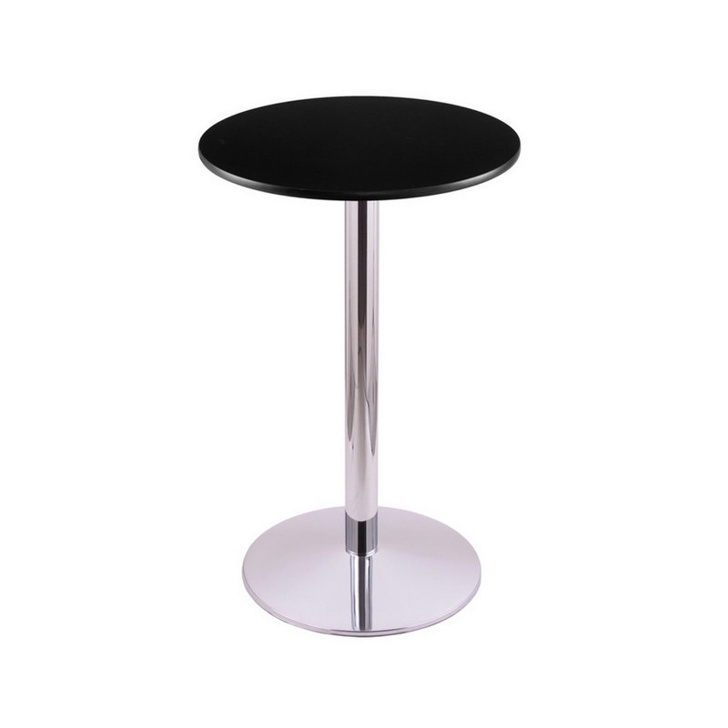 Table à piédestal à hauteur de bar, Diamètre de 24 po, Chrome, Brun