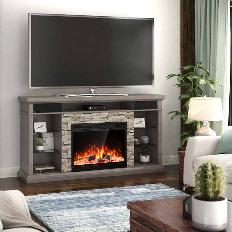 Electric Fireplace Insert With Touch Screen, 1500W Freestanding/Recessed Heater With Remote, 4 Flame Colors, 5 Speed/Brightness Levels, Timer, Overheat Protection, For Living Room, Office
