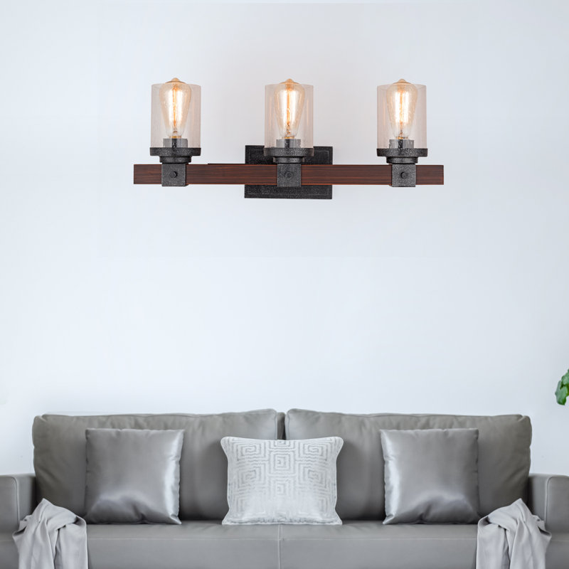 Vintage 3 Light Wall Lights, Farmhouse Porch Wall Lamp, Indoor Wall Sconces with Glass Shade