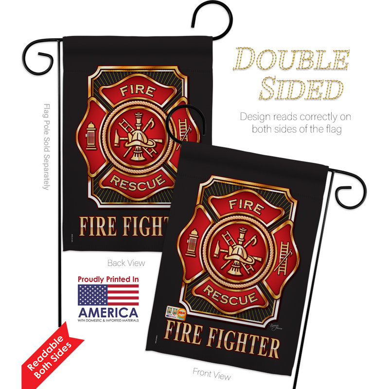 Fire fighter-impressions décoratifs en polyester 2 faces 19 x 13 po drapeau de jardin