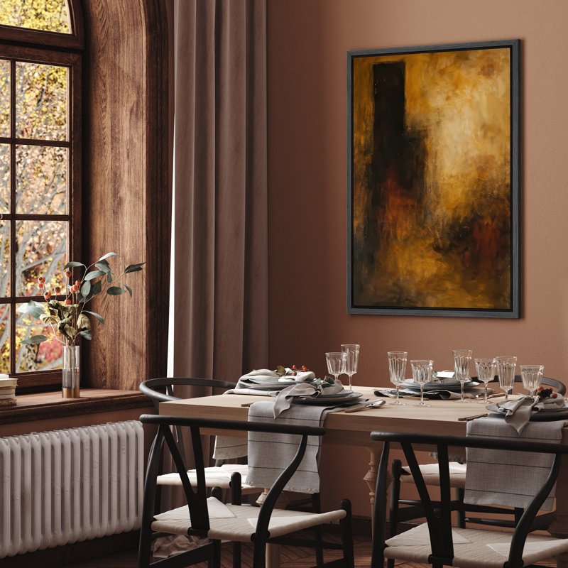 Reproduction abstraite neutre encadrée d'art mural sur toile pour la décoration du salon, H 24 po x l 16 po, Cadre flottant