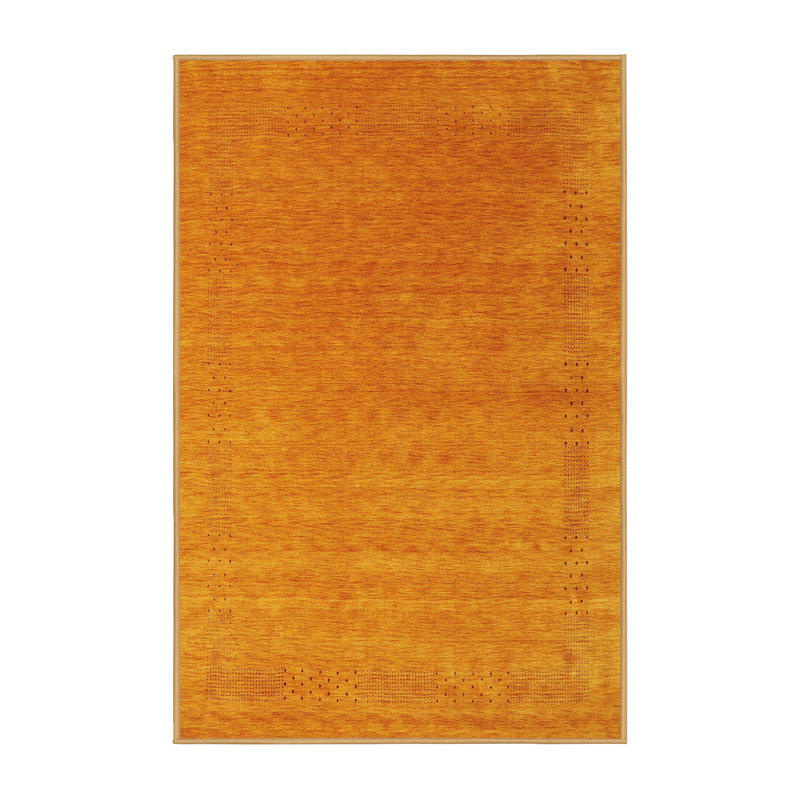 Tapis de zone orange contemporaine, Rectangle 5 pi x 7 pi