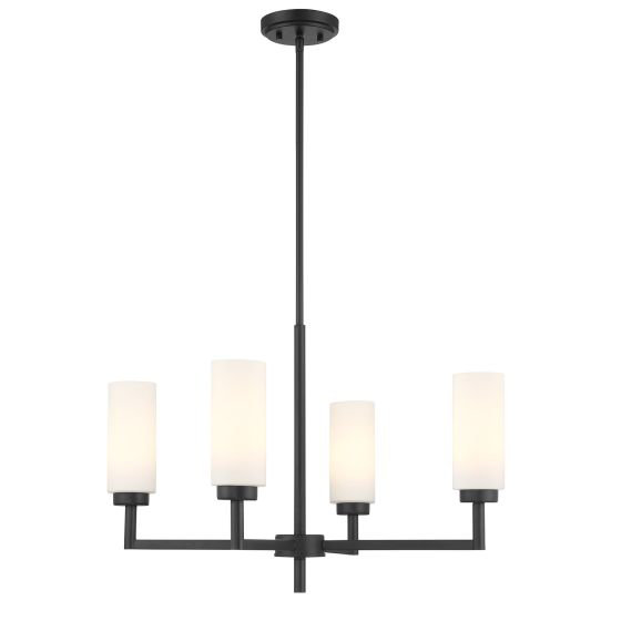 Lustre 4 lumières Oreane, Noir mat, E12/candélabre, Oui