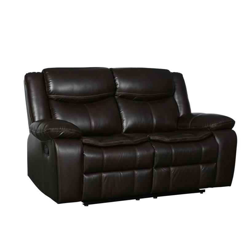 Apollonie 64'' Faux Leather Reclining Loveseat, Brown Faux Leather