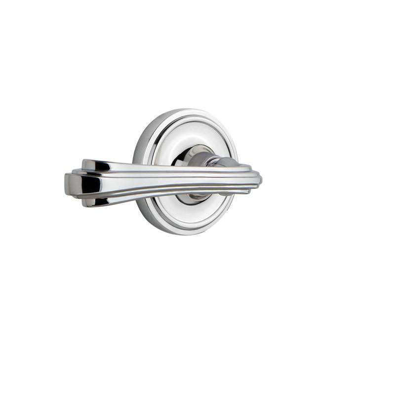 Rosette classique intimité (lit et salle de bain) avec levier fleur, Chrome brillant, 2-3/8 po, Droite