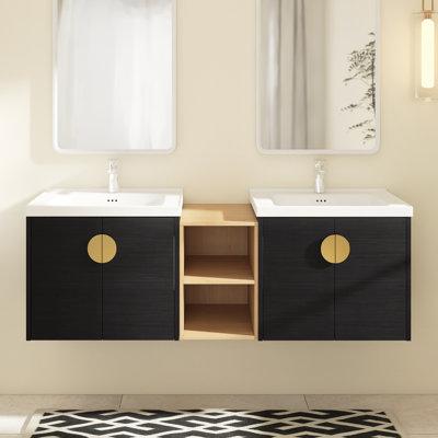 59.6'' Double Bathroom Vanity with Ceramic Top