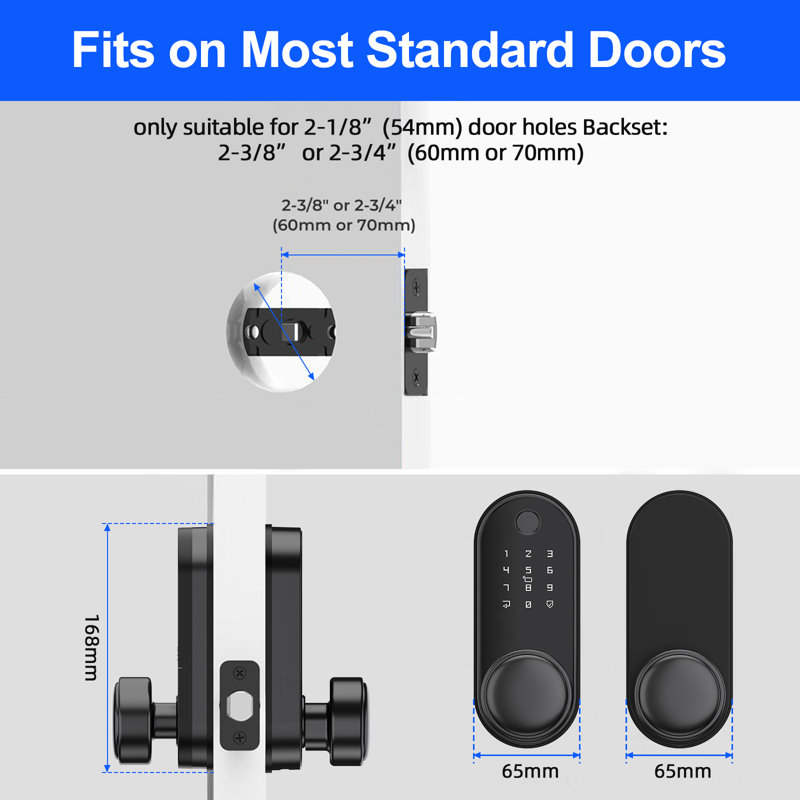 Smart Door Lock with Door Knob, Keyless Entry Door Lock with Handle for Front Door