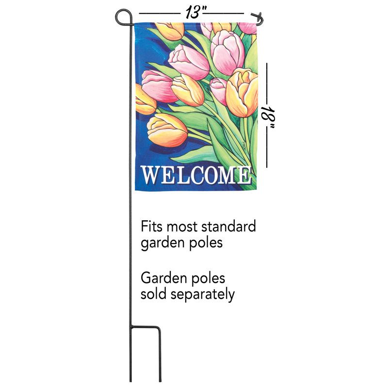Drapeau de jardin en polyester Delyana, 18 po x 13 po