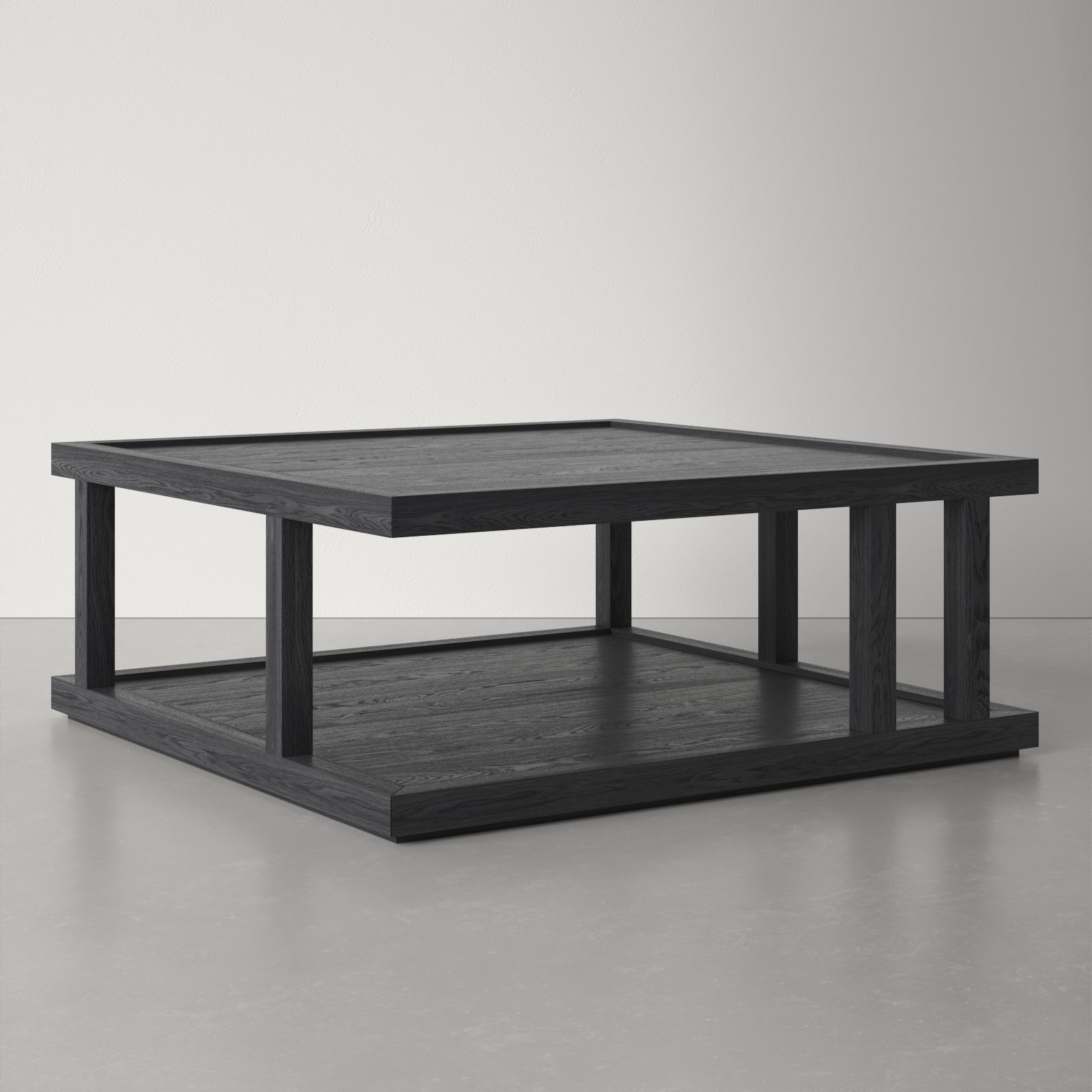 Neli Solid Wood Single Coffee Table, Drifted Matte Black Veneer