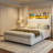 Bed Frames With Hidden Storage Headboard & 4 Drawers, 49.2" Tall Upholstered Wingback Headboard With Led Lights And Charging Station, No Box Spring Needed-160895363-160895360