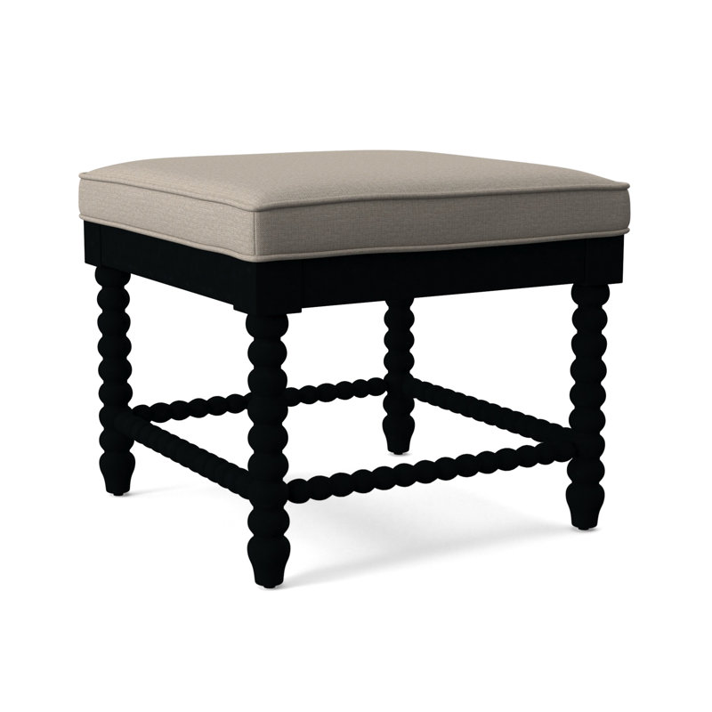 Lind Island Upholstered Bench, Beige Performance Fabric, Black Finish