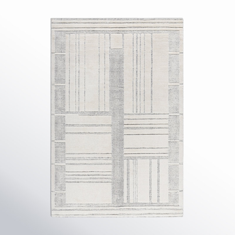 Brown/Grey Handwoven Wool Rectangle Ronaldo Rug, Rectangle 2 pi x 3 pi