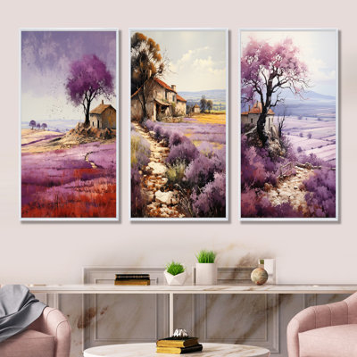 Purple Field In French Riviera - France Canvas Prints Set Of 4