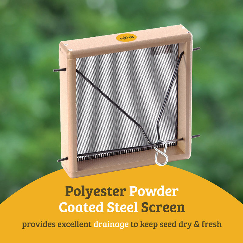 Beige Recycled Plastic Hanging Platform Bird Feeder with Metal Rods