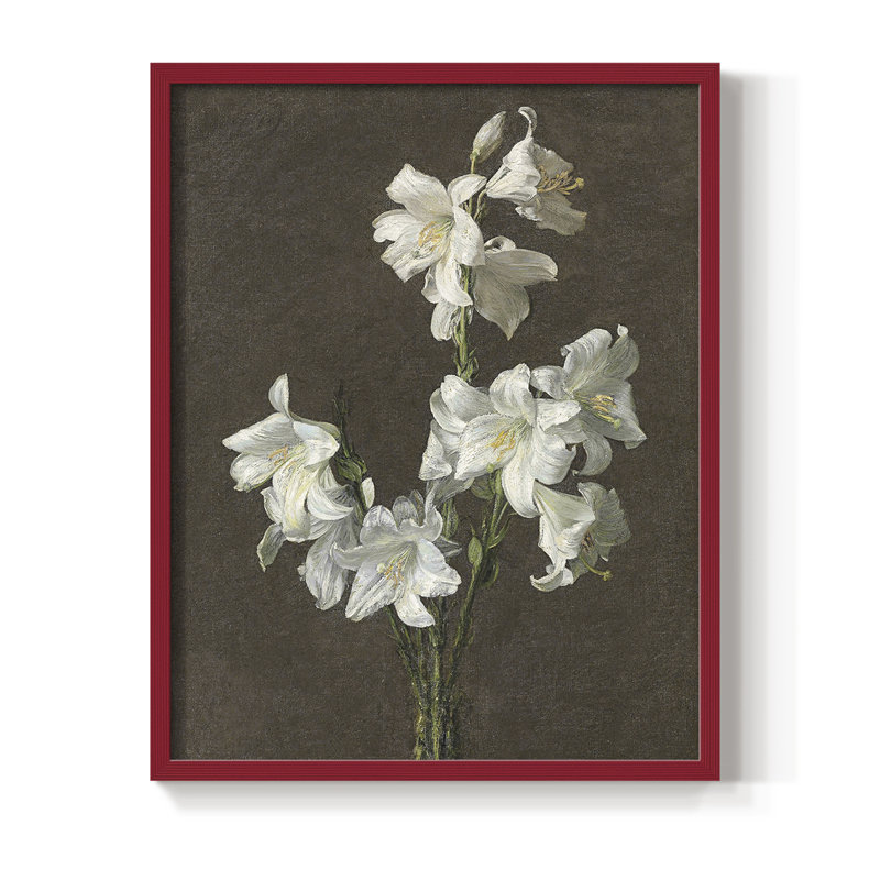 Impression florale vintage encadrée CCXCIV - bois massif, H 15 po x l 12 po, Rouge
