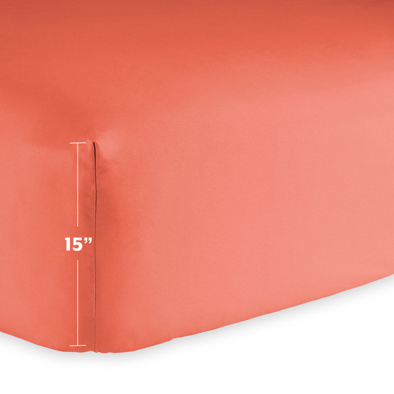 Ensemble de draps en microfibre Bare Home, Ensemble de draps pour grand lit divisé + 2 draps, Corail