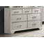 Commode à sept tiroirs de style contemporain avec rangement spacieux et élégante finition brume blanche pour la chambre à coucher
