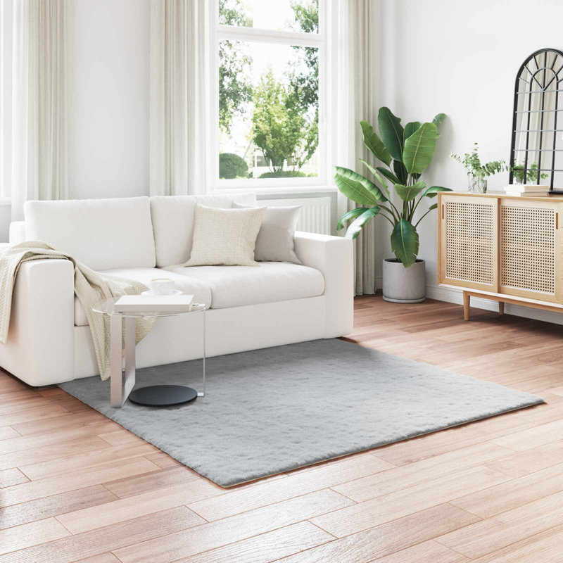  Faux Rabbit Fur Rug Olite Polyester, Grey, Rectangle 120 x 170 cm