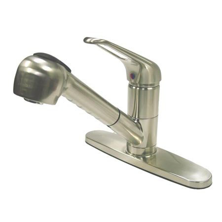 Robinet de cuisine à poignée simple avec coulissant à jet et boucle à poignée central à Daytona, Chrome poli