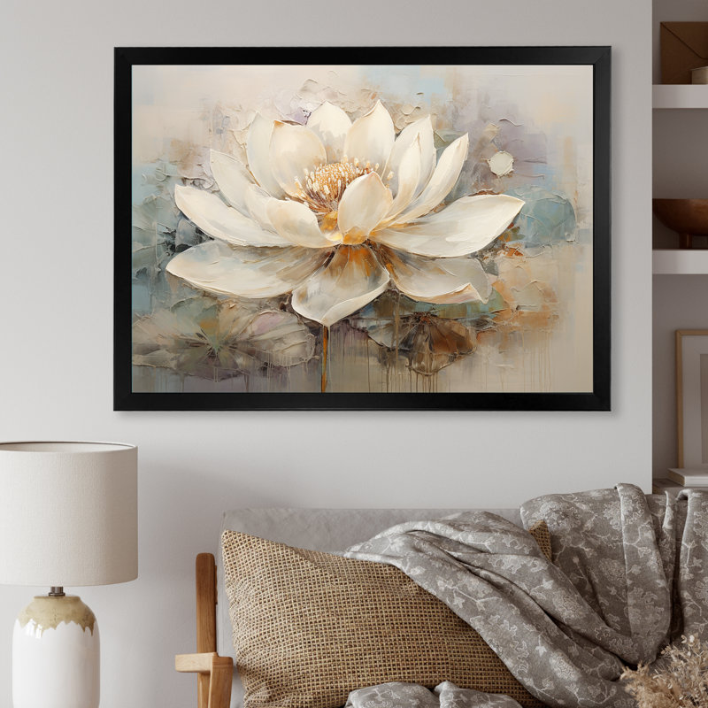 Antique Lotus Connection I - Lotus, reproductions encadrées, H 30 po x l 40 po x P 1,5 po, Cadre simple noir