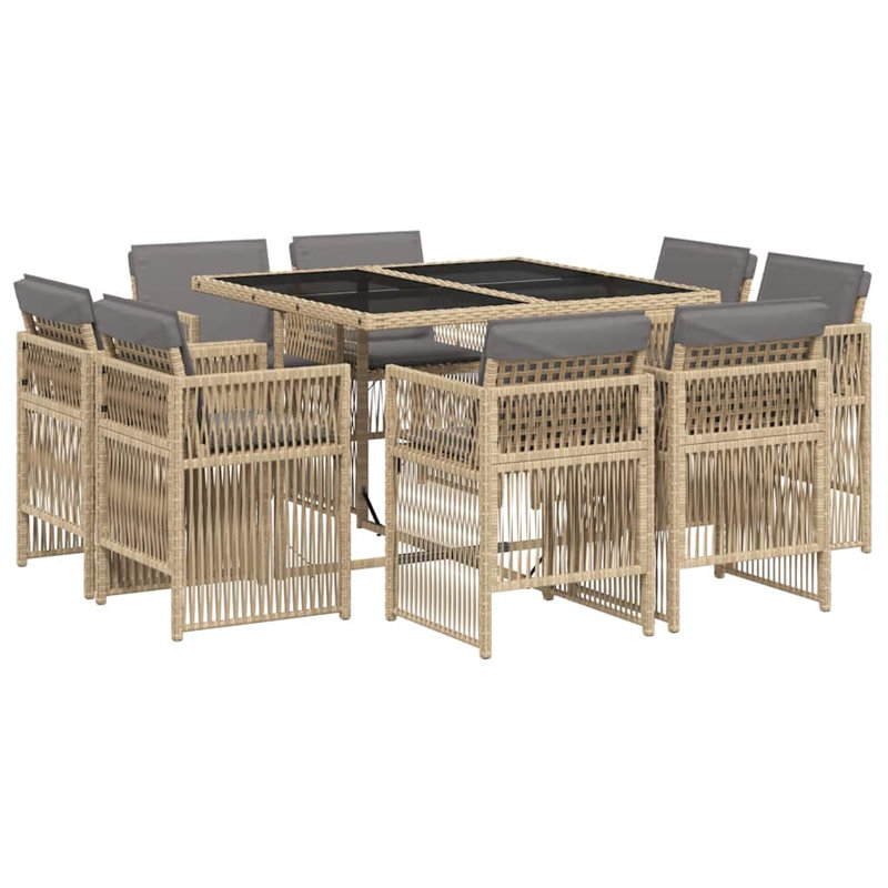 Patio Dining Set with, 73cm H x 110cm W x 106cm D, Mix Beige, Grey