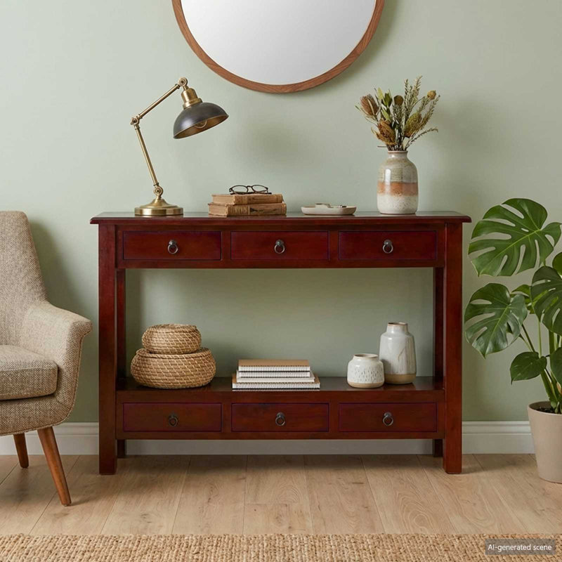 115cm Solid Wood Console Table, Brown