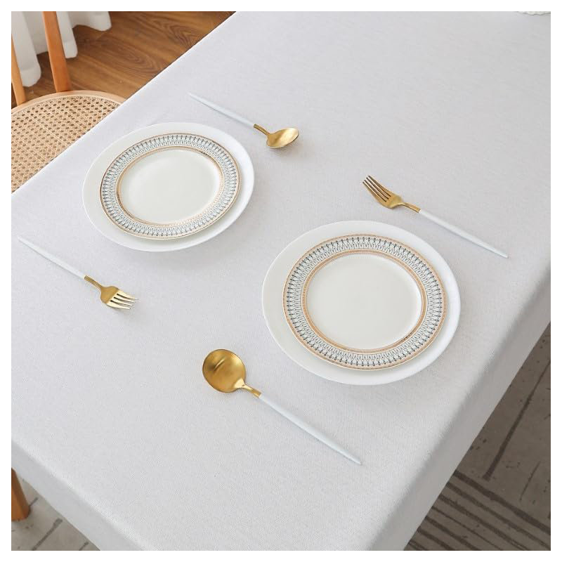 Home Decorative Glitter Rectangular Round Tablecloth Washable Table Cover, White