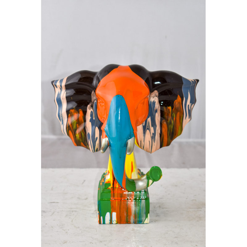 Statue en résine multicolore de style moderne Ernestene Elephant Ears Taille: 11 po x 7 po x H 11 po