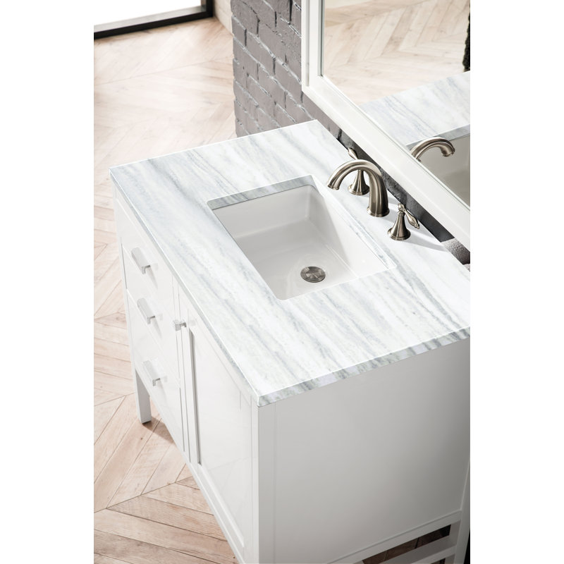 Addison 36'' W Vanity, Carrara White, 8" Widespread, Glossy White