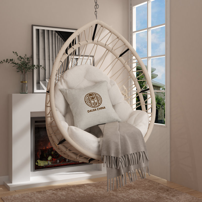 Balancelle d'extérieur en rotin, Beige, Blanc cassé