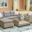 U_STYLE Extérieur, Ensemble de meubles de patio, Ensemble de conversation 4 pièces Canapé modulaire en osier avec coussins de siège