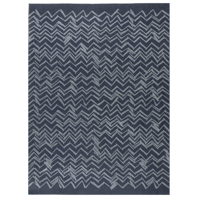Zig Washable Rug, Blue, 9'10" x 12'9"