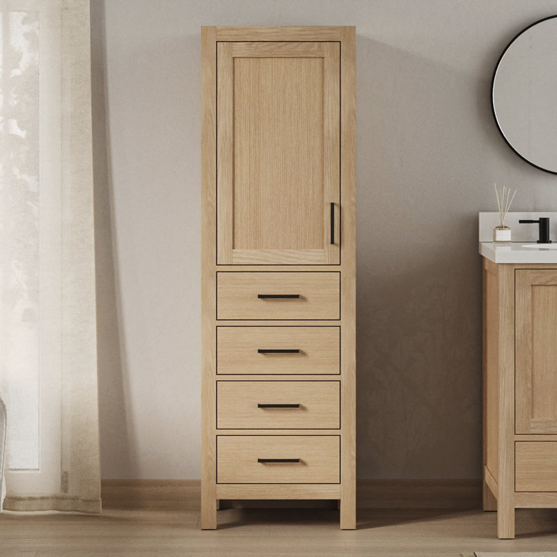 Armoire à linge en bois massif Amariani, Chêne