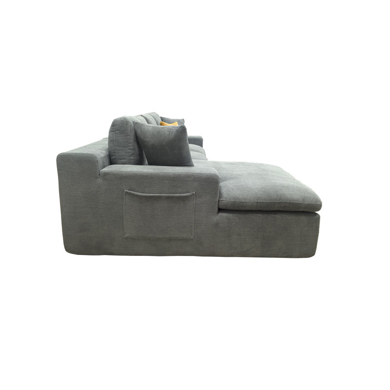 Jimmidd Full Compressed Sectional, Left Hand Facing, Light Gray