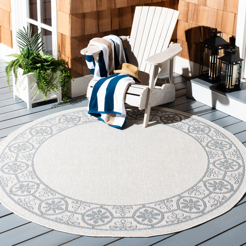 Murielle Performance Machine Washable Floral Indoor/Outdoor Area Rug, Round 6'7"