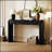 Natural Wood Grain Entryway Table With Fluted Design, Oval Top, And 2 Drawers For Elegant Storage And Display-133189254