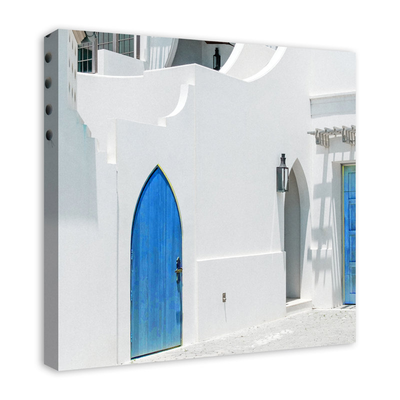 «Doors Blue Greek Buildings 2», impression sur toile tendue