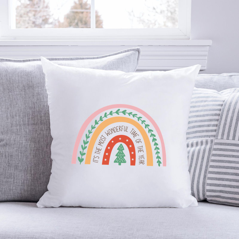 ChristmasRainbow-08 Reversible Throw Pillow, 16" x 16"