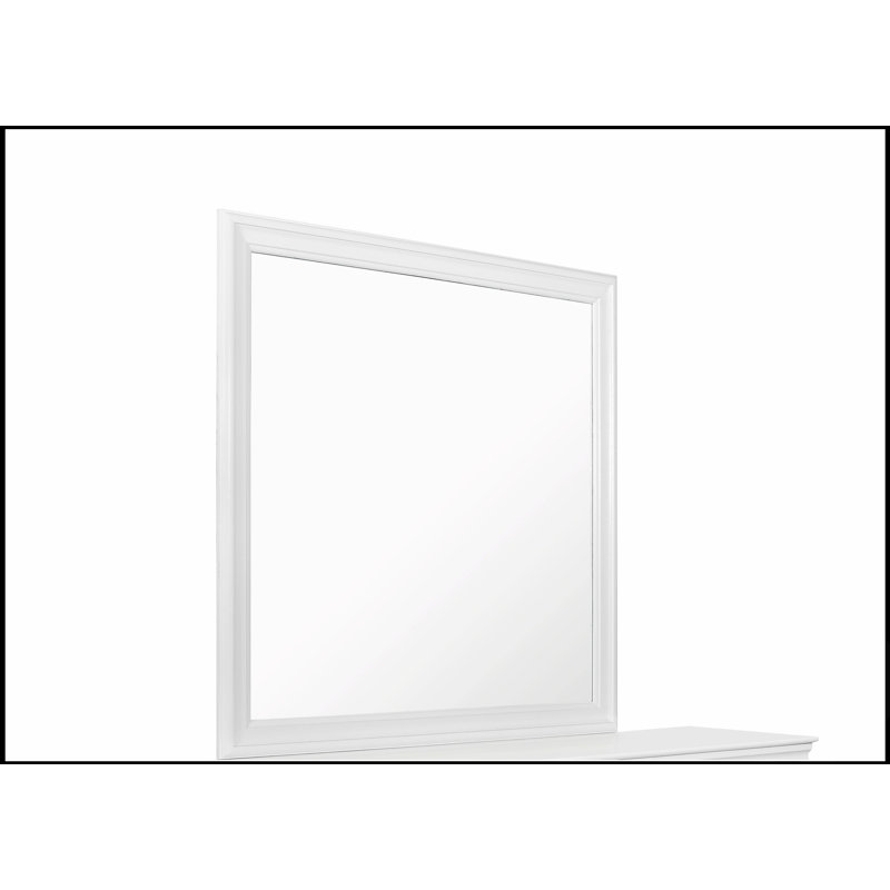 Miroir Shaker blanc métallique avec verre biseauté pour chambre contemporaine