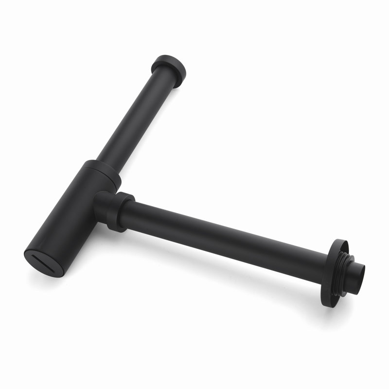 Designer 1-1/4 In. Brass Round Bottle Trap, Matte Black