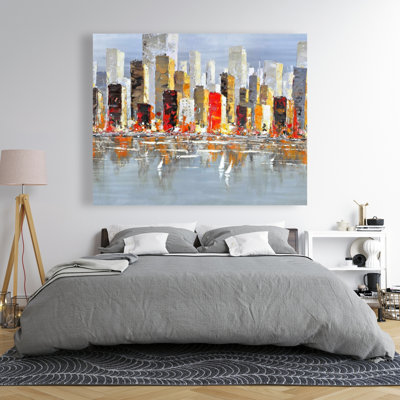Colorful Buildings with Water Reflection | Canvas Home Decor