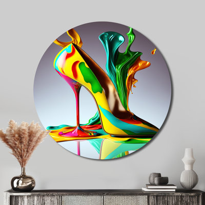 Chaussure à talons hauts en verre multicolore III - mode ronde en métal