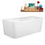 59" Streamline Soaking Freestanding Tub and Tray With Internal Drain-101697866