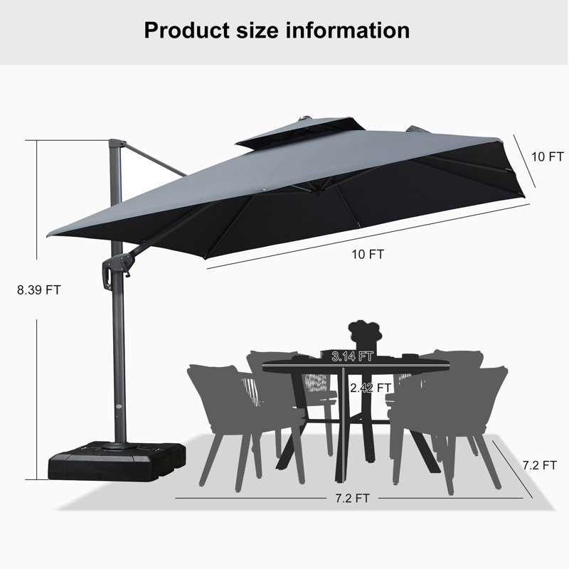 304cm Cantilever Parasol, Grey