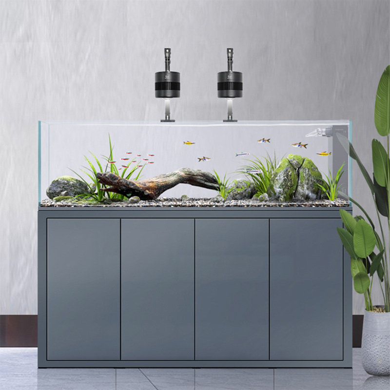 Réservoir d'aquarium rectangulaire simple et moderne Eco, Gris, 124 gallons (H 51,1 po x l 77,5 po x P 23,6 po)