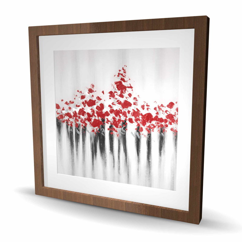 Falling Red Dot - Grey Framed Matted Print for Home Decor
