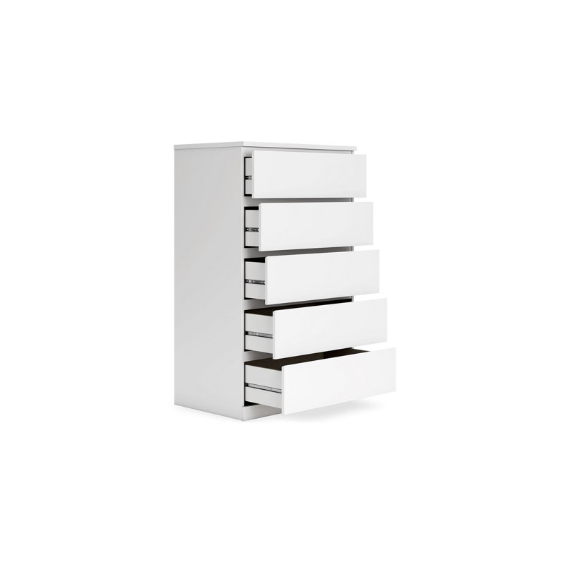 Onira Tall Dresser Chest, 5 Spacious Drawers, Modern White, 49 Inch